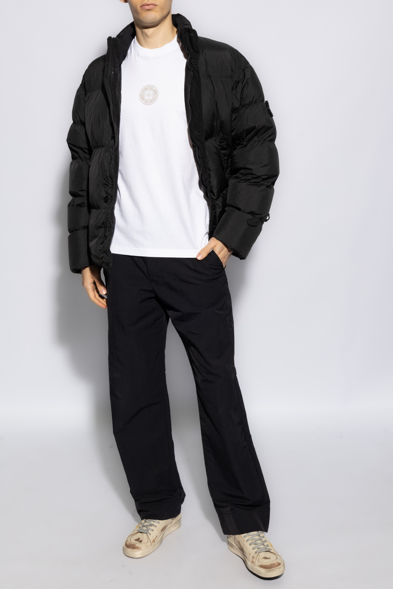 adidas Originals gilet tulle trim jacket with 3 stripes in black SchaferandweinerShops Honduras Black Down tulle trim jacket with a hood Stone Island